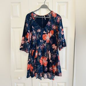 Free People 3/4 Sleeve Floral Dress